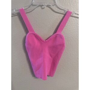 Altar'd State Pink Ribbed Knit Cropped Tank Top Sleeveless‎ Casual Cute